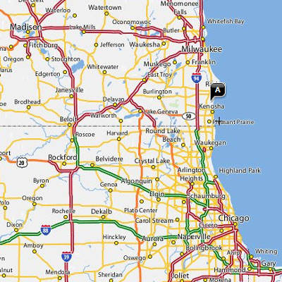 UW Parkside (A), situated between Milwaukee and Chicago.