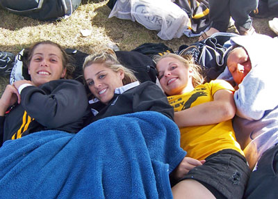 UWM Panthers, Highaland Games The girls get rested up pre match!